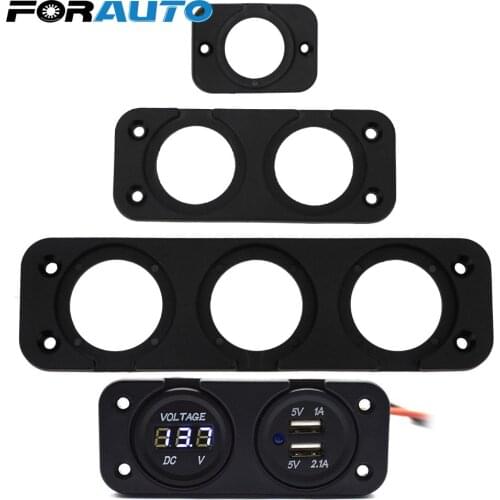 Car USB Panel 1/2/3/4 Hole Cigarette Lighter Bracket Charger Switch Voltmeter Mounting Plate For Ship Motorcycle Truck Golf Cart
