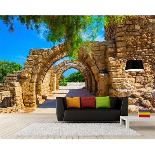 Beibehang Custom wallpaper murals European retro arch stone Brick and stone mural TV background wall 3d wallpaper papier peint