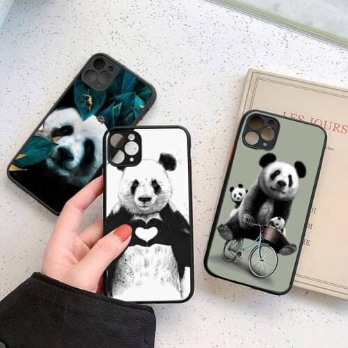 Cute panda Phone Case For iphone 12 11 7 8 plus mini x xs xr pro max matte transparent cover