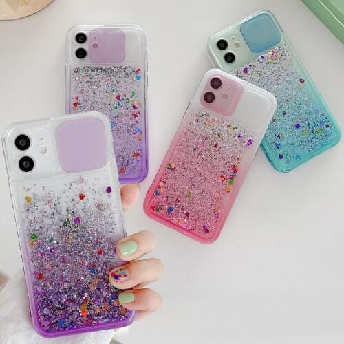 Glitter Sequins Dynamic Liquid Quicksand Phone Case for iPhone 12 11 Pro Max Flow Move Sand Slide Camera Protection Clear Cover