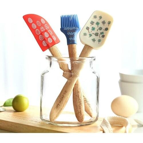 3PCS Set Bakeware Cream Spatula Spreader Pastry Butter Knife High Temperature Resistant Silicone Blade Dough Cutter Oil Brush