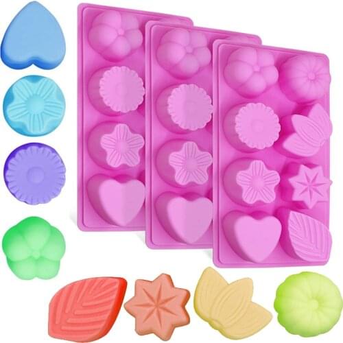 Floral Leaf Silicone Mold 8 Cavity Cake Chocolate Pudding Jelly Soap Muffin Tray For Kitchen Baking Decoration