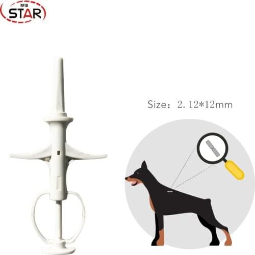 40pcs 2.12*12mm Animals pet Identification chip 134.2 KHz FDX-B animal microchip syringes dog microchip cat chip for smaller