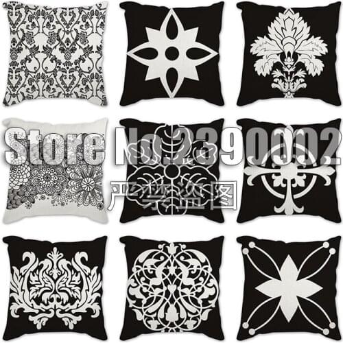 Home Decor Vintage flower Polyester Pillowcase Cushion Cover Black Abstract Geometric Printed Pillow Case 45*45cm Pillows Covers