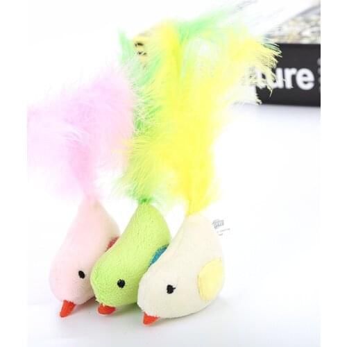 Candy Color Feather Bird Interactive Gifts Cat Catch Feather Toys Cat Kitten Toys Pet Training Simulation Toy Pet Supplies