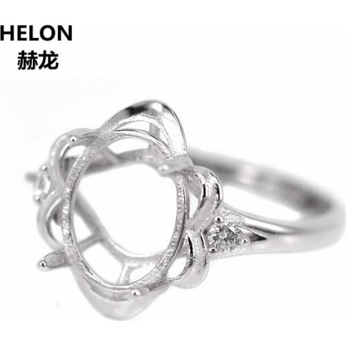 10pcs/lot Wholesale 925 Sterling Silver Women Engagement Wedding Ring 7x9mm 9x11mm Oval Cabochon Semi Mount Ring Setting