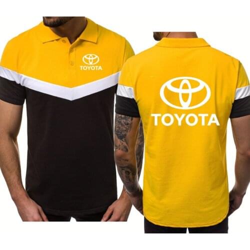 Summer Mens POLO shirt Toyota Car Logo Printing high quality cotton Casual Short sleeve Splicing High Quality Cotton Mens tops