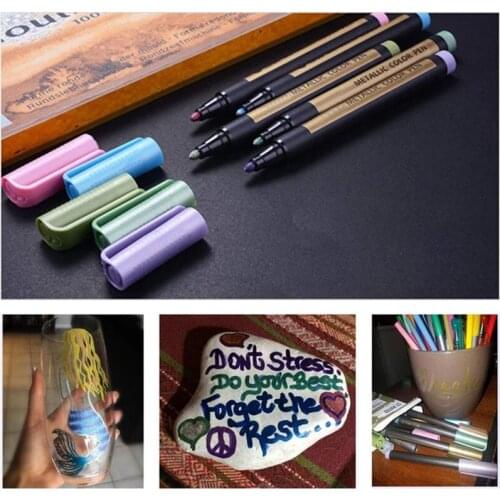 10pcs Metallic Paint Marker Pens for Rock Painting Ceramic Glass Wood Fabric Scrapbook Journals Photo Albums Card WXV Sa