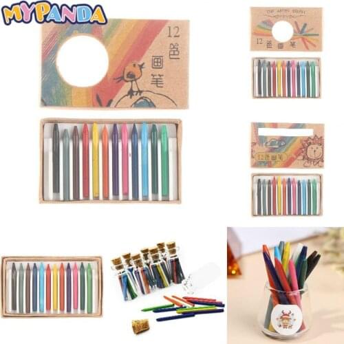 1 Set 12colours Mini Dollhouse Miniature Crayon Doll House Accessories for 1:6 or 1:12 dollhouse dolls house decoration