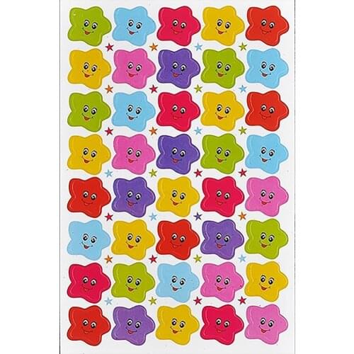 Cartoon Smile Face Pattern Multi-color Star Shape Sticker Decal School Teacher Reward for Kids