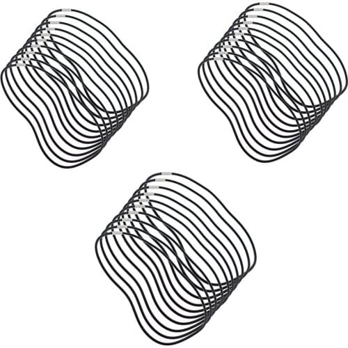 Pack of 10 Pieces Black Rubber Cord Necklace Rope Chain with Copper Clasp 3mm 18-22 inch (45/50/55cm)