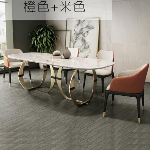 Stainless steel Dining Room Set Home Furniture minimalist modern marble dining table and 6 chairs mesa de jantar muebles comedor