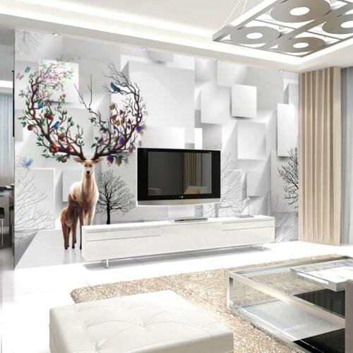 3D ELK Animal Mural Photo Wallpaper for Living Room TV Background Wall Art Decor 3D Abstract Murals Bedroom Printed Painting