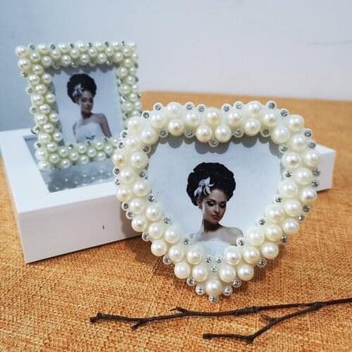 Desktop Small Photo Frame Pearl Picture Frame Standing The Table Wedding Party Photo Frame For Photo Decoration Gift Photo Frame