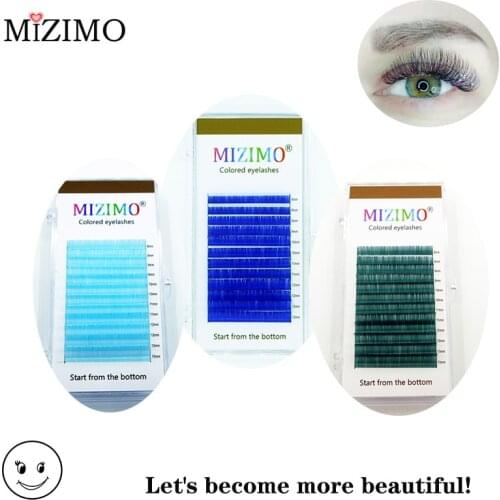Natural, artificial, elongated, soft false eyelashes,MIZIMO tri-color blend. blue