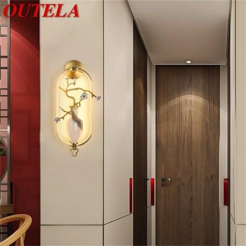 OUTELA LED Indoor Wall Lamps Luxury Brass Sconces Modern Wall Light Fixture Home Decorative for Bedroom Living Room Office