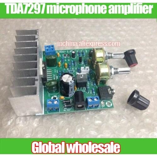 15W + 15W 2.0 amplifier board with microphone / MP3 line TDA7297 microphone amplifier module / dual channel amplifier board