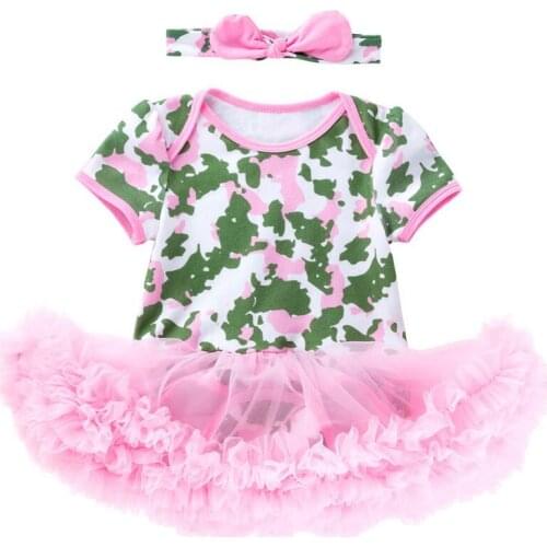Baby Girl Dress Ruffle TUTU Dress Baby Clothing Vestidos Arm Style Printed Dress Bowknot Headband