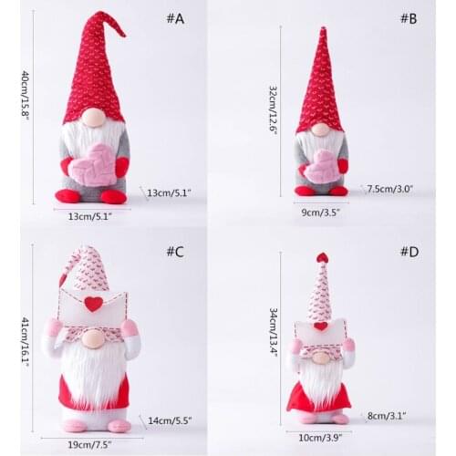Valentines Day Tomte Gnome Decorations Swedish Gnome Plush Dolls Handmade Gnome F1CC