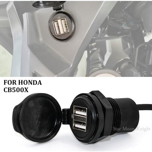For Honda CB500X 2019 Socket Splitter 2 USB Charger Cover Car Charger with Led Light Power Adapter Motorcycle Socket Mount