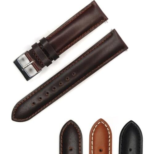 YQI Italy Calf Genuine Leather Watch band 20mm Watch Strap Light Brown Dark Brown Watchband Hour For DW watches with Spring bar