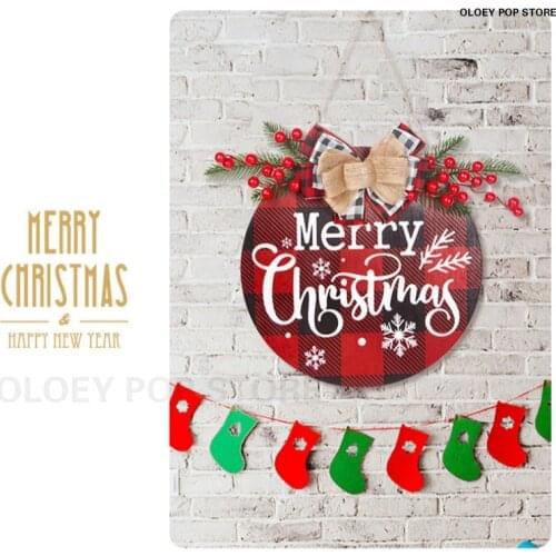 Christmas Wooden Listing Wooden Door Hanging Round Wall Sign Ornament Lattice Pendant House Number Outdoor Front Home Decor Gift