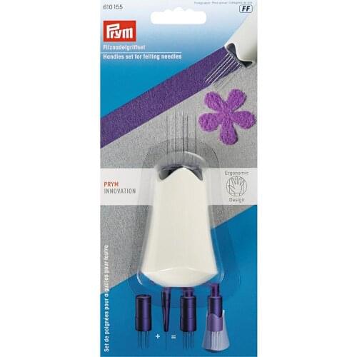 PRYM 610155 handle-set for felting needles , 610287 Magnetic pincushion with glass-headed pins , 610356 Tweezers with LED lamp