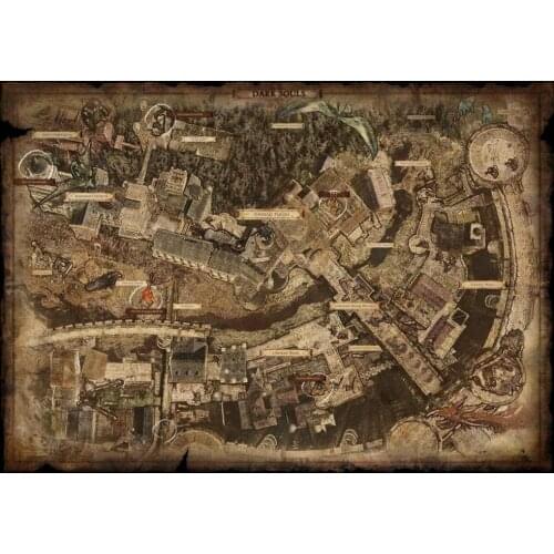 DARK SOULS Map Art Print Silk Poster Home Wall Decor 24x36inch