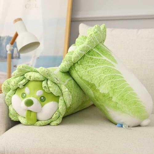 Cute Vegetable Fairy Plush Toy Japanese Cabbage Dog Fluffy Stuffed Animals Dog Soft Doll Shiba Inu Pillow Baby Kids Toys Gift
