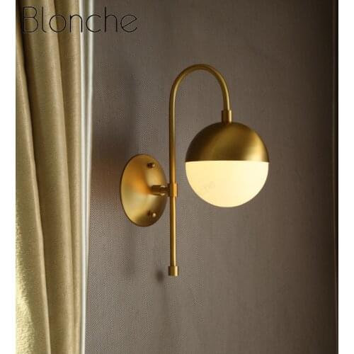 Nordic Modern Copper LED Wall Lamp Bathroom Mirror Front Lamp Bedside Lamp Glass Ball Wall Lamp Lamp Home Lighting Decoration