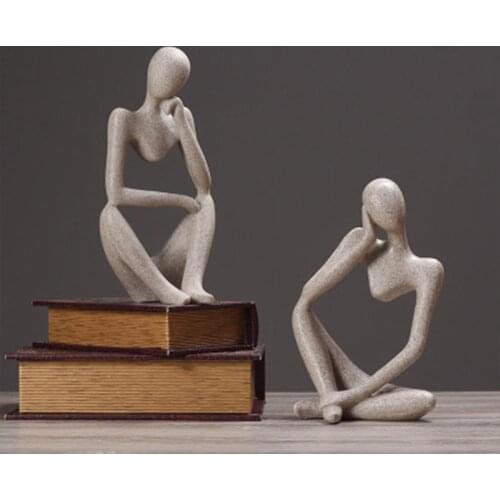 Modern European Style Resin Abstract Thinker Statue For Decoration Simple Sculpture Figurine Hotel Office Home Decor New