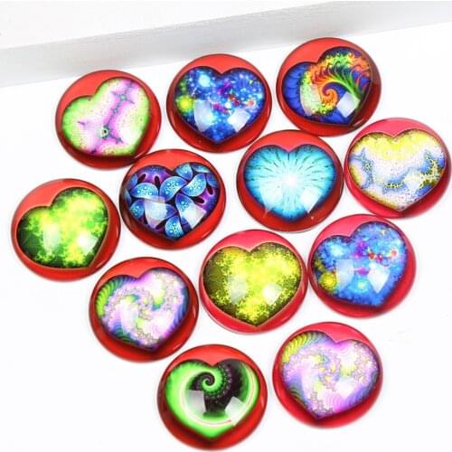 Reidgaller mix fractal Photo Glass Cabochon 12mm 20mm 25mm 30mm diy flatback jewelry findings for earrings pendants