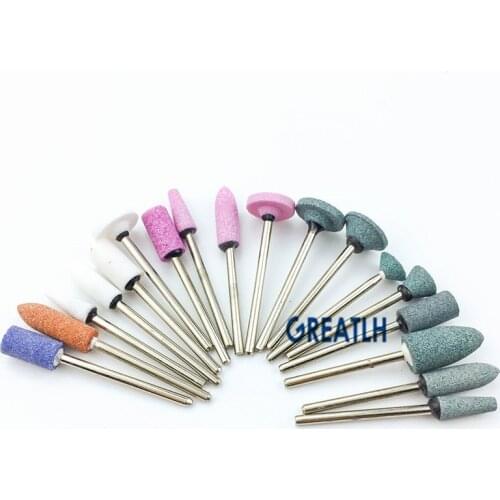 Dental Medium Gravel Ceramic Stone Polishing Burs for Metal Alloy Polishing Dental Lab Polisher 2.35mm Shank Pink