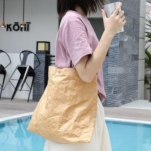 Japanese Casual Retro Shoulder Bag Made of Kraft Paper Wrinkled Dupont Paper Messenger Bag