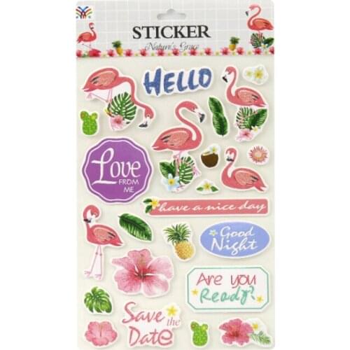 1 Sheets Tropical Plant Flamingo Hand Account Sticker Decoration Photo Album Greeting Card Office School Supplies Stationery