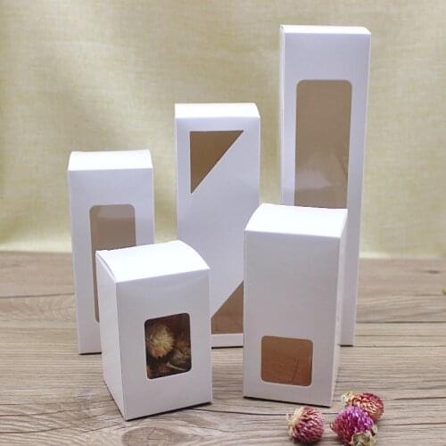 10pcs 5cm series size retangular gifts window packag boxes 5x5x8/10/12/15/20cm paper box white home party suppiles box