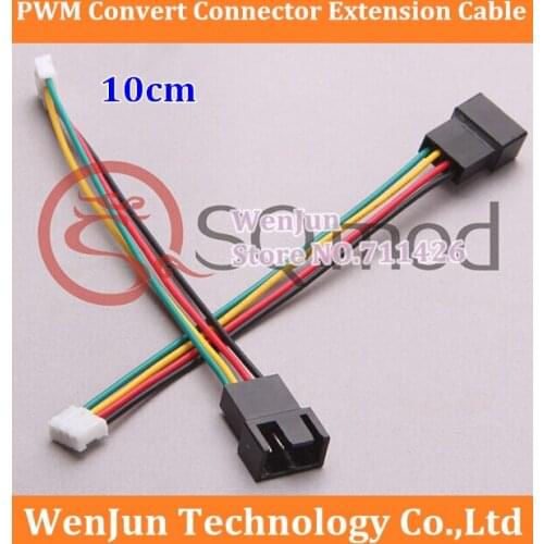 10cm PWM Convert Connector Extension Cable Universal Smalle 4 Pin to 3pin/4pin PC Computer Cooling Fan