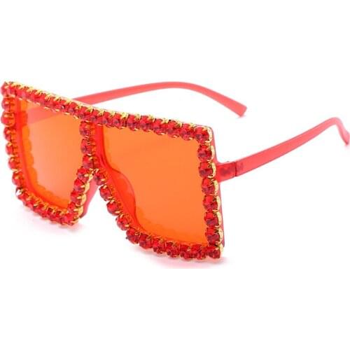 2021Personalized diamond studded glasses cool Woman Square Oversized Frame Diamonds Sunglasses Luxury Color Rhinestone Fashion