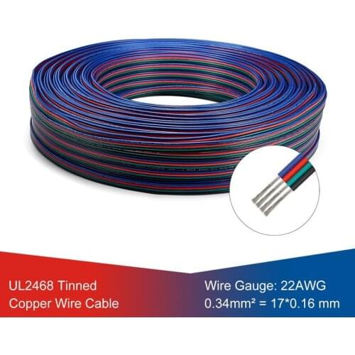 22AWG Led Strip Cable Connector Wire 4 Pin Tinned Copper Wire Connector Cable For 3528 2835 5050 RGB LED Strip Lighting UL2468