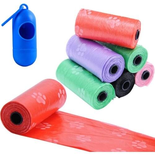 9 pcs/lot Pet Dog Trash Bag 15 Pcs Bags In Each Roll Printing Cat Dog Poop Bags Outdoor Home Clean Refill Garbage Bag