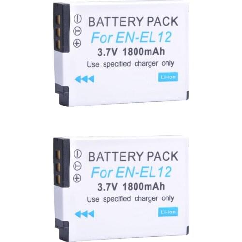 AsperX 2Pc ENEL12 EN EL12 EN-EL12 Camera Battery For Nikon Coolpix S9700 S9500 S9400 S9300 S9100 S8200 S8100 S8000 S6300