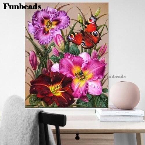 Diamond Painting Full Square Round Drill Flower Home Wall Decor Rhinestone Embroidery Mosaic Butterfly 5D Handmade FF5558