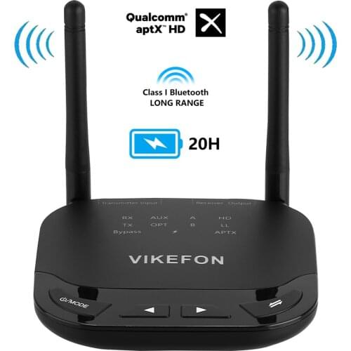 VIKEFON 262ft/80m Bluetooth 5.0 Audio Transmitter Receiver AptX HD/LL Low Latency TV Car PC Wireless Adapter SPDIF 3.5mm AUX RCA