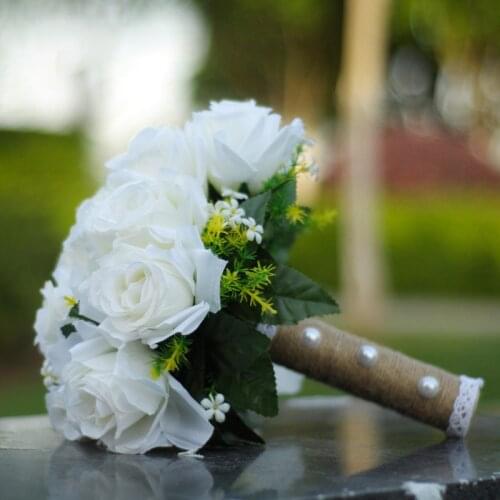 White Wedding Flowers Bridal Bouquet Mariage Artificial Roses Bouquet De Mariage Bridesmaid Bouquet Wedding Accessories