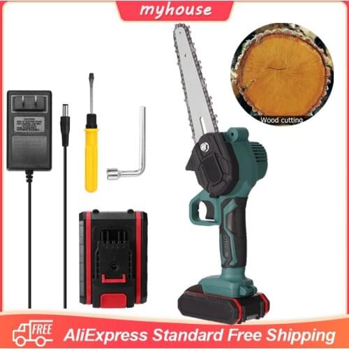 21V 550W Cordless Electric Chain Saw Practical Woodworking Pruning Electric Saw Garden Tool One-Handed Rechargeable Power Tool