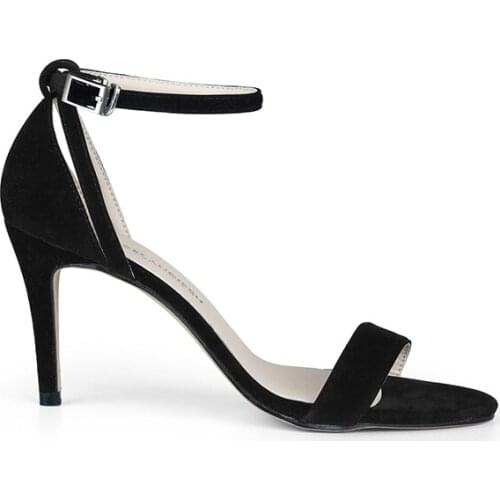 Women Sandals Sexy 9cm Summer Office Thin High Heels Open Toes Ankle Strap Sandal Classic Party Buckle Velvet Red Wedding Shoes