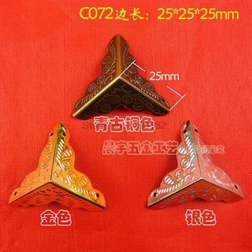 DHL 100set 12pcs/set Decorative Jewelry Wine Gift Box Wooden Case Chest Edge Cover Corner Protector Guard 24mm+Nails