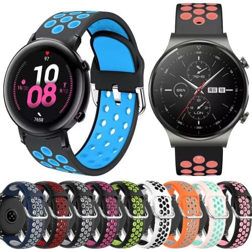 20/22mm Two-tone watch bracelets for Huawei watch GT 2 42 46-2E-Gt2 pro 3 Pro silicone bracelet For Honor magic 2 42/46 strap