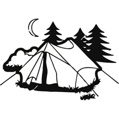 Personality Car Stickers Tent Camping Natural Rest Fashion Car Accessories Stickers Creative Waterproof Sunscreen Black/white