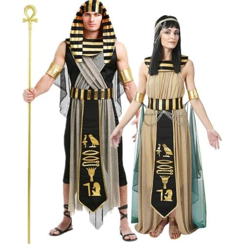 Carnival Halloween Pharaoh Cleopatra Couples Costume Myth Goddess Role Play Cosplay Fancy Party Dress